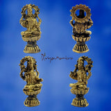 Divya Mantra Sri Hindu Goddess Mata Laxmi Maa Idol Sculpture Statue Murti - Puja Room, Meditation, Prayer, Office, Business, Home Decor Gift Item/Product - Money, Good Luck, Prosperity Set of 2-Yellow - Divya Mantra