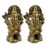 Divya Mantra Sri Hindu God Ganesha Ganpati Idol Sculpture Statue Murti - Puja Room, Meditation, Prayer, Office, Business, Home Decor Gift Item / Product - Money, Good Luck, Prosperity Set of 2- Yellow - Divya Mantra