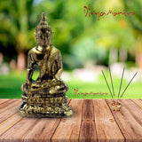 Divya Mantra Meditating Gautam Buddha Sculpture Statue Murti Puja Room, Meditation, Prayer, Office, Business, Home Decor Gift Collections Item / Product - Money, Good Luck, Prosperity Set of 2- Yellow - Divya Mantra