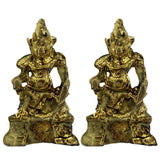 Divya Mantra Sri Hindu Religious God Kuber Idol Sculpture Statue Murti - Puja Room, Meditation, Prayer, Office, Home Decor Gift Collection Item / Product - Money, Good Luck, Prosperity Set of 2-Yellow - Divya Mantra
