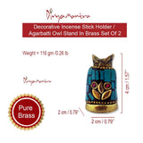 Divya Mantra Decorative Feng Shui Laxmi Vahan Owl Pair Pure Brass Aroma Incense Stick Holder/ Agarbatti Stand For Good Luck, Puja Room, Home Decor, Showpiece Gift Item Collection Set of 2 -Multicolour - Divya Mantra