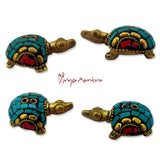 Divya Mantra Decorative Feng Shui Tortoise/Turtle Pair Pure Brass Aroma Incense Stick Holder/ Agarbatti Stand For Good Luck, Puja Room, Home Decor, Showpiece Gift Item Collection Set of 2 -Multicolour - Divya Mantra