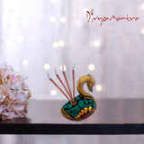 Divya Mantra Decorative Feng Shui Mandarin Ducks Pair Pure Brass Aroma Incense Stick Holder/ Agarbatti Stand For Good Luck, Puja Room, Home Decor, Showpiece Gift Item Collection Set of 2 -Multicolour - Divya Mantra