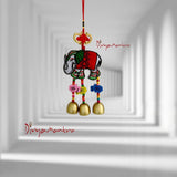 Divya Mantra Decorative Handmade Elephant with Metal Bells Car Rear View Mirror Decor Charm / Baby Stroller Seat, Crib Decoration Toy / Home Kitchen Wall Hanging Ornament Boho Lucky Item - Multicolor - Divya Mantra
