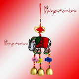 Divya Mantra Decorative Handmade Elephant with Metal Bells Car Rear View Mirror Decor Charm / Baby Stroller Seat, Crib Decoration Toy / Home Kitchen Wall Hanging Ornament Boho Lucky Item - Multicolor - Divya Mantra