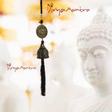 Divya Mantra Feng Shui Outdoor Garden Patio Balcony Yard Home Window Car Rear View Mirror Hanging Decor Wind Chime Soothing Unique Bronze Bell, Lucky Chinese Art Coin & Religious Gautam Buddha - Brown - Divya Mantra