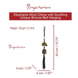 Divya Mantra Feng Shui Outdoor Garden Patio Balcony Yard Home Window Car Rear View Mirror Hanging Decor Wind Chime Soothing Unique Elephants Bronze Vintage Bell, Good Luck Chinese Inscriptions - Brown - Divya Mantra