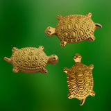 Divya Mantra Japanese Lucky Charm Money Turtle 2 Pairs Home Decor & Chinese Feng Shui Glass 3.2 Inch Tortoise, 6 Inch Leaf Shape Plate; Vastu Living, Wealth, Health, Good Luck Set -Gold, Clear, Silver - Divya Mantra