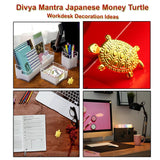 Divya Mantra Japanese Lucky Charm Money Turtle 2 Pairs & Feng Shui Bell Tibetan Car Rear View Mirror Decor Accessories Home Window Decoration Wind Chime Dragon Coin Hanging - Brown, Gold, Silver - Divya Mantra
