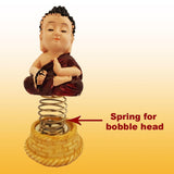Divya Mantra Bobblehead Figure For Office, Car Dashboard Bobble Head Spring Shaking Lama Buddha Kids Toy Doll Showpiece, Collection Figurines, Home Decor / Yoga Meditation Room Decoration - Brown - Divya Mantra