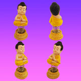 Divya Mantra Bobblehead Figure For Office, Car Dashboard Bobble Head Spring Shaking Lama Buddha Kids Toy Doll Showpiece, Collection Figurines, Home Decor / Yoga Meditation Room Decoration - Yellow - Divya Mantra