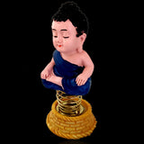 Divya Mantra Bobblehead Figure For Office, Car Dashboard Bobble Head Spring Shaking Lama Buddha Kids Toy Doll Showpiece, Collection Figurines, Home Decor / Yoga Meditation Room Decoration -Blue - Divya Mantra