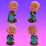 Divya Mantra Bobblehead Figure For Office, Car Dashboard Bobble Head Spring Shaking Baby Lama Buddha Kids Toy Doll Showpiece, Collection Figurines, Home Decor / Yoga Meditation Room Decoration -Blue - Divya Mantra
