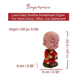 Divya Mantra Bobblehead Figure For Office, Car Dashboard Bobble Head Spring Shaking Lama Buddha Kids Toy Doll Lucky Showpiece, Collection Figurines, Home Decor / Yoga Meditation Room Decoration - Red - Divya Mantra