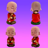 Divya Mantra Bobblehead Figure For Office, Car Dashboard Bobble Head Spring Shaking Lama Buddha Kids Toy Doll Lucky Showpiece, Collection Figurines, Home Decor / Yoga Meditation Room Decoration - Red - Divya Mantra