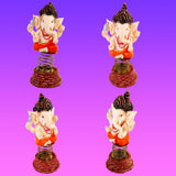 Divya Mantra Sri Ganesha Bobblehead Figure For Office, Car Dashboard Bobble Head Spring Shaking Kids Toy Doll Showpiece, Collection Figurines, Home Decor / Yoga Meditation Room Decoration - Orange - Divya Mantra