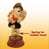 Divya Mantra Sri Ganeshji Bobblehead Figure For Office, Car Dashboard Bobble Head Spring Shaking Kids Toy Doll Showpiece, Collection Figurines, Home Decor / Yoga Meditation Room Decoration - Black - Divya Mantra