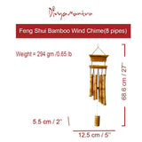 Divya Mantra Feng Shui Bamboo Wind Chime with 8 Pipe Soothing Natural Unique Good Luck Decoration Outdoor Garden Patio Balcony Yard Home Window Eco Friendly Hanging Decor Showpiece Vastu Item - Yellow - Divya Mantra