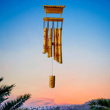 Divya Mantra Feng Shui Bamboo Wind Chime with 8 Pipe Soothing Natural Unique Good Luck Decoration Outdoor Garden Patio Balcony Yard Home Window Eco Friendly Hanging Decor Showpiece Vastu Item - Yellow - Divya Mantra