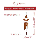 Divya Mantra Feng Shui Wooden Wind Chime with 8 Pipe Soothing Natural Unique Good Luck Decoration Outdoor Garden Patio Balcony Yard Home Window Eco Friendly Hanging Decor Showpiece Vastu Item - Brown - Divya Mantra