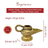 Divya Mantra Aladdin Magic Genie Costume Moroccan Lantern Vintage Pure Brass Lamp Arabian Decorative Light Item for Party Decorations, Home, Kitchen Table Decor Accessories Wedding Decoration - Golden - Divya Mantra