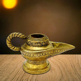 Divya Mantra Aladdin Magic Genie Costume Moroccan Lantern Vintage Pure Brass Lamp Arabian Decorative Light Item for Party Decorations, Home, Kitchen Table Decor Accessories Wedding Decoration - Golden - Divya Mantra