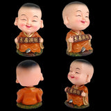 Divya Mantra Bobblehead Figure Car Dashboard Bobble Head Spring Shaking Tibetan Lucky Lama Buddha Kids Toy Doll Showpiece, Collection Figurines, Office Home Decor, Yoga Meditation Decoration - Brown - Divya Mantra
