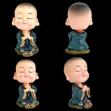 Divya Mantra Bobblehead Figure Car Dashboard Bobble Head Spring Shaking Namaste Lama Buddha Kids Toy Doll Showpiece, Collection Figurines, Office Home Decor / Yoga Meditation Room Decoration - Green - Divya Mantra