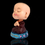 Divya Mantra Bobblehead Figure Car Dashboard Bobble Head Spring Shaking Namaste Lama Buddha Kids Toy Doll Showpiece, Collection Figurines, Office Home Decor / Yoga Meditation Room Decoration - Brown - Divya Mantra