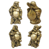 Divya Mantra Laughing Buddha Statue Feng Shui Happy Man Brass Buddah Figurine Holding Wealth Bag & Ru Yi Bowl of Plenty For Attracting Money Business Good Luck Chinese Home Decoration Statues - Gold - Divya Mantra
