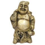 Divya Mantra Laughing Buddha Statue Feng Shui Happy Man Brass Buddah Figurine Holding Wealth Bag & Ru Yi Bowl of Plenty For Attracting Money Business Good Luck Chinese Home Decoration Statues - Gold - Divya Mantra