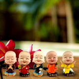 Divya Mantra Bobblehead Figure For Office, Car Dashboard Bobble Head Spring Shaking Wealth Lama Buddha Kids Toy Doll Showpiece, Collection Figurines, Home Decor / Yoga Meditation Decoration Set -Multi - Divya Mantra