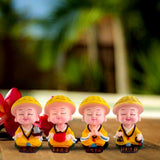 Divya Mantra Bobblehead Figure For Office, Car Dashboard Bobble Head Spring Shaking Lama Buddha Kids Toy Doll Showpieces, Collection Figurines, Home Decor / Yoga Meditation Room Decoration Set -Multi - Divya Mantra