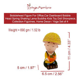 Divya Mantra Bobblehead Figure For Office, Car Dashboard Bobble Head with Hat Spring Shaking Lama Buddha Kids Toy Doll Showpiece, Collection Figurines, Home Decor Yoga Room Decoration Set - Multicolor - Divya Mantra
