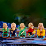 Divya Mantra Tibetan Lama Monks 5 Wealth Luck Men Figure For Office, Car Dashboard Buddha, Kids Toy Doll Showpiece, Collection Figurines, Home Decor, Kitchen, Living Room Decoration Set - Multicolor - Divya Mantra