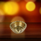 Divya Mantra Home Decor Diya Lamp Indian Pure Brass Hindu Auspicious Symbol Laxmi Swastika Design Decorative Oil Light Diwali Decoration Pooja Room Mandir Pital Diva Handmade Good Luck Set of 2 - Gold - Divya Mantra