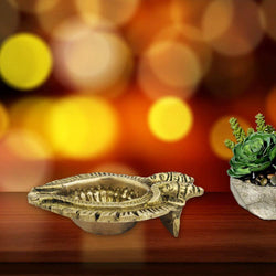 Divya Mantra Home Decor Diya Lamp Indian Pure Brass Hindu Goddess Sri Laxmi & God Ganesha Design Decorative Oil Light Diwali Festival Decoration Pooja Room Mandir Pital Diva Handmade Good Luck - Gold - Divya Mantra