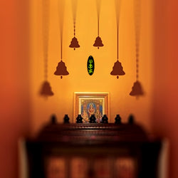 Trishakti Yantra Mandir Home Wall Decor Hindu Temple Pooja Items Vastu Decorative Car Hanging Diwali Puja Symbol Sri Shiva Trishul, Om, Swastik Good Luck Charm -Double Sided