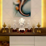 Sri Shiva Trishul (Trident) Damru with Wooden Stand Yantra Indian Mandir Home Decor Hindu Temple Pooja Items Vastu Decorative Car Dashboard Showpiece Diwali Puja Symbol Good Luck Charm - Golden - Divya Mantra