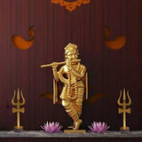Sri Shiva Trishul (Trident) Damru Wooden Stand Yantra Indian Mandir Home Decor Hindu Temple Pooja Items Vastu Decorative Car Dashboard Showpiece Diwali Puja Symbol Good Luck - Set of 2, Silver & Gold - Divya Mantra