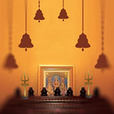 Sri Shiva Trishul (Trident) Damru with Wooden Stand Yantra Indian Mandir Home Decor Hindu Temple Pooja Items Vastu Decorative Car Dashboard Showpiece Diwali Puja Symbol Good Luck Charm - Golden - Divya Mantra