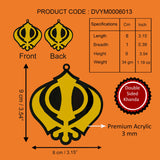 Divya Mantra Sikh Khanda for Car Home Wall Decor Temple Pooja Items Sacred Religious Decorative Showpiece Interior Hanging Accessories Puja Symbol Lucky Charm - Double Sided, Black, Yellow - Set Of 4 - Divya Mantra