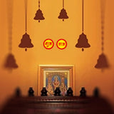 Divya Mantra Shubh Labh Diya Hindu Home Wall Decor Sticker Entrance Door Symbol Temple Pooja Items Sacred Religious Showpiece Mandir Decoration Interior Accessories Lucky Charm - Red, Yellow -Set Of 4 - Divya Mantra