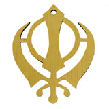 Divya Mantra Sikh Khanda Sher for Car Home Wall Decor Temple Items Sacred Religious Decorative Showpiece Interior Hanging Accessories Puja Symbol Lucky Charm - Double Sided, Yellow, Gold - Set Of 4 - Divya Mantra