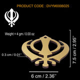 Divya Mantra Sikh Khanda Sher for Car Home Wall Decor Temple Items Sacred Religious Decorative Showpiece Interior Hanging Accessories Puja Symbol Lucky Charm - Double Sided, Yellow, Gold - Set Of 4 - Divya Mantra
