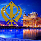 Divya Mantra Sikh Khanda for Car Trishakti Yantra Sri Shiva Trishul, Swastik, Om Home Wall Decor Religious Decorative Hanging Items Hindu Vastu Symbol For Good Luck - Gold, Multicolor -Set of 4 - Divya Mantra
