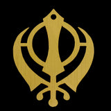 Divya Mantra Sikh Khanda for Car Home Wall Decor Temple Pooja Items Sacred Religious Decorative Showpiece Interior Hanging Accessories Puja Symbol Lucky Charm - Double Sided, Yellow, Gold - Set Of 2 - Divya Mantra