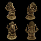 Ganesha Idol Home Temple Decor Mandir Room Decoration Accessories Indian Hindu Lord Sri Ganesh Diwali Pooja Ganpati ji Murti Puja Articles God Brass Statue Interior Decorative Showpiece - Golden - Divya Mantra