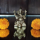 Ganesh ji Idol Home Temple Decor Mandir Room Decoration Accessories Indian Hindu Lord Sri Ganesha Diwali Pooja Ganpati Murti Puja Articles God Brass Statue Interior Decorative Showpiece - Golden - Divya Mantra