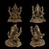 Ganesh Idol Home Temple Decor Mandir Room Decoration Accessories Indian Hindu Lord Sri Ganesha Diwali Pooja Ganpati Murti Puja Articles God Brass Statue Interior Decorative Showpiece - Golden - Divya Mantra